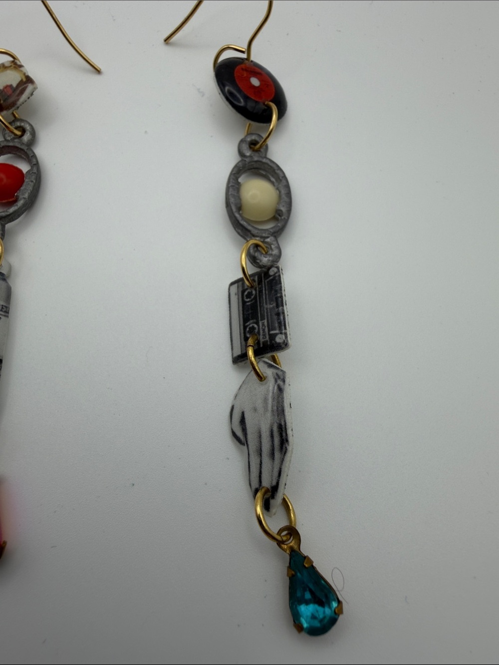 Haricot Vert - Asymmetrical Charm Drop Earrings in Multicolor - Picture 3 of 4